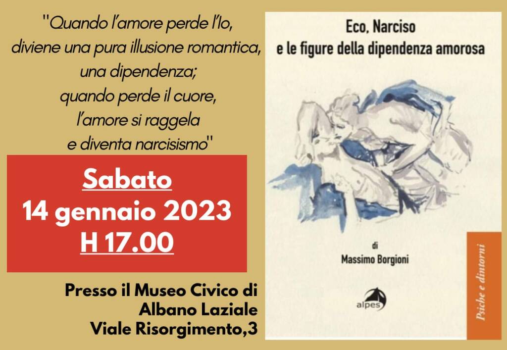 Presentazione del libro ECO, NARCISO E LE FIGURE DELLA DIPENDENZA AMOROSA  di Massimo Borgioni (Alpes Italia) - Bioenergetica-Lowen