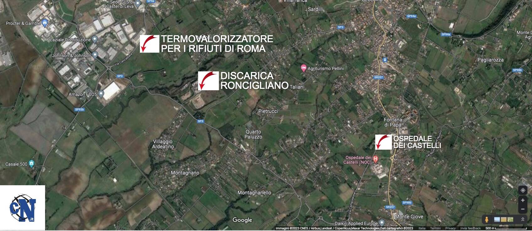 Termovalorizzatore Santa Palomba Mappa