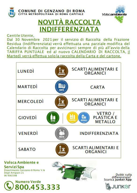 Dal 17 Febbraio il nuovo calendario per migliorare la raccolta differenziata