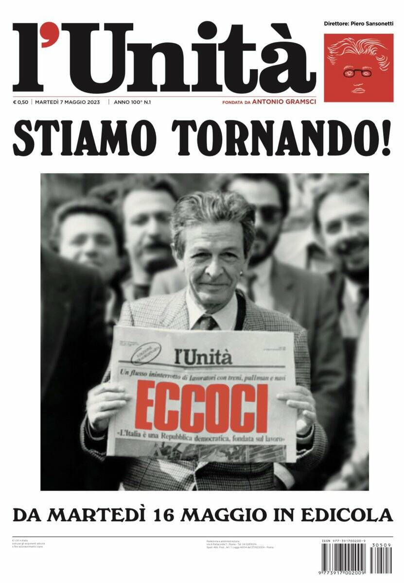 Editoria l Unit torna in edicola dal 16 maggio Castelli Notizie