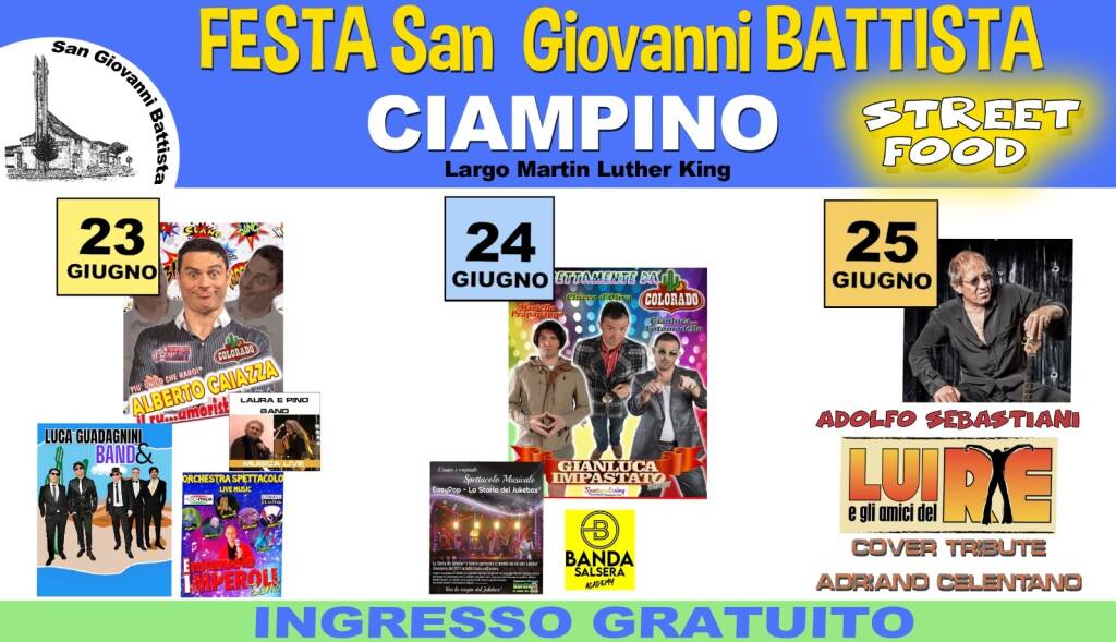 Festa San Giovanni Battista Ciampino 23 - 24 - 25 Giu 2023 Locandina Orizz