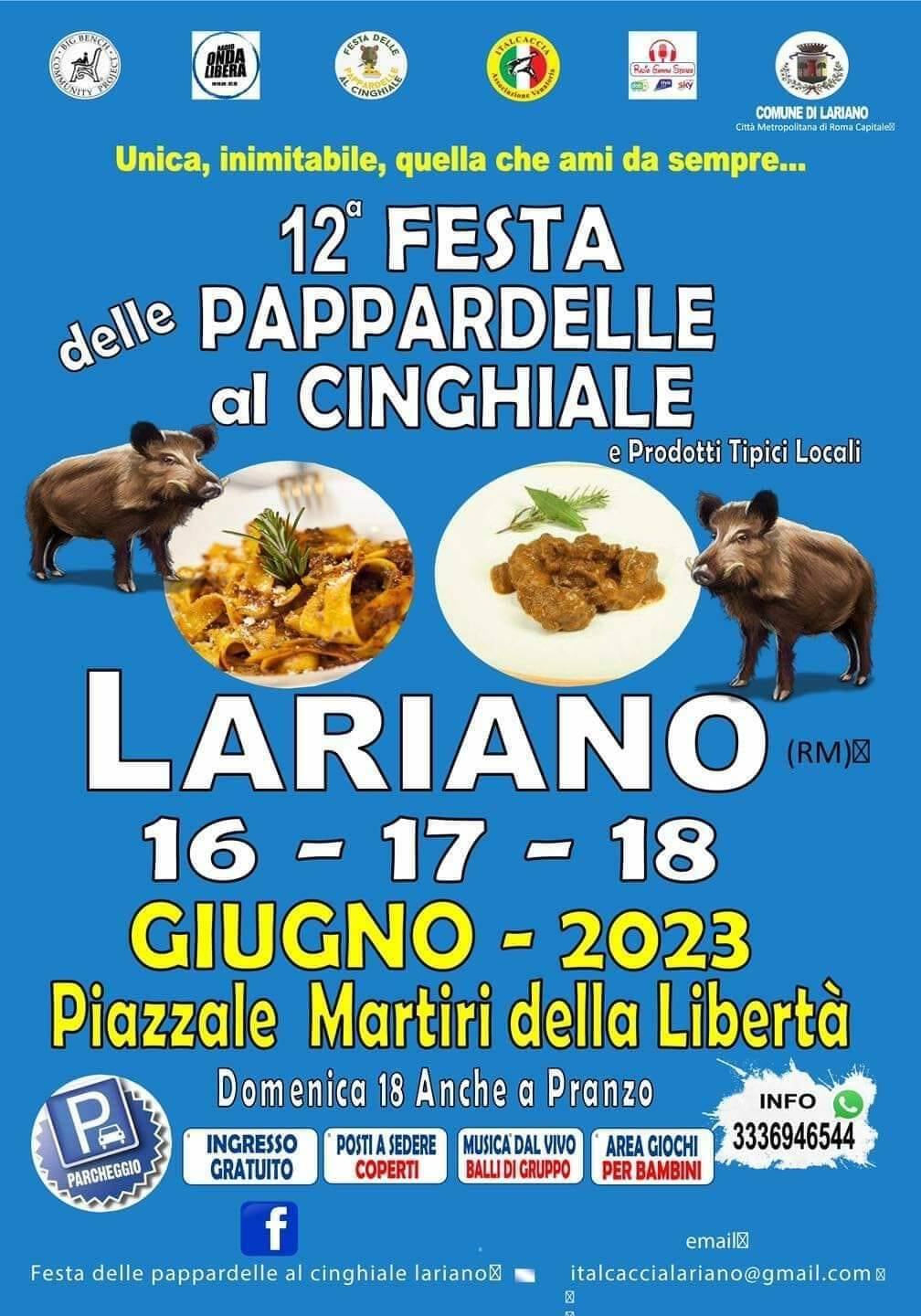 Lariano Festa delle Pappardelle al Cinghiale 2023 Locandina