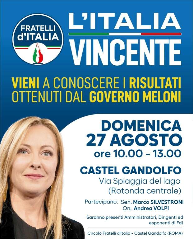 Castel Gandolfo FdI Incontro Governo Meloni 27 Ago 2023 Locandina