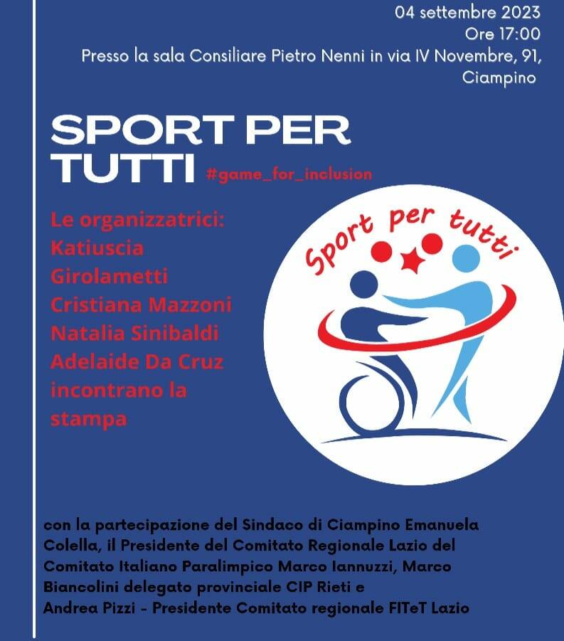 Ciampino Sport per Tutti Conferenza Stampa 4 Set 2023 Locandina