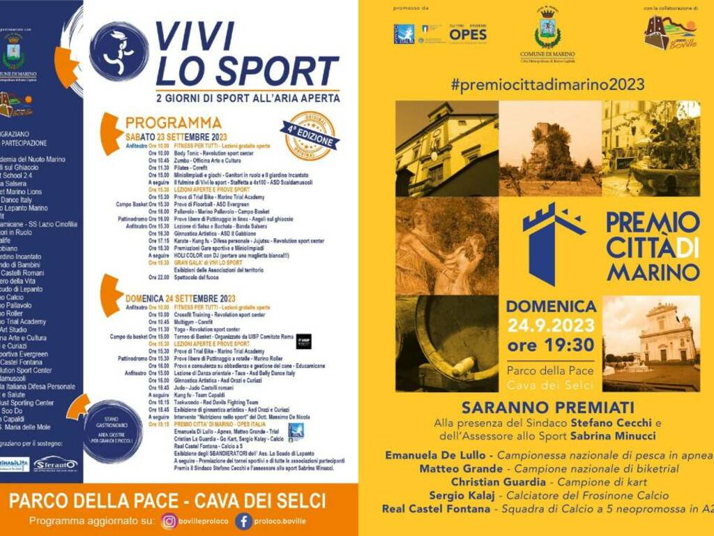 Vivi lo Sport - Premio Città di Marino 2023 Locandine
