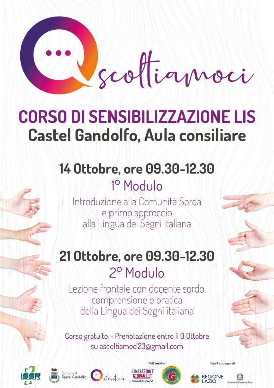 Castel Gandolfo corsi Lingua dei Segni Ott 2023 Locandina Intera