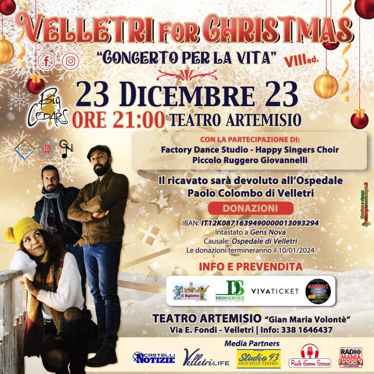 velletri for Christmas concerto per la vita