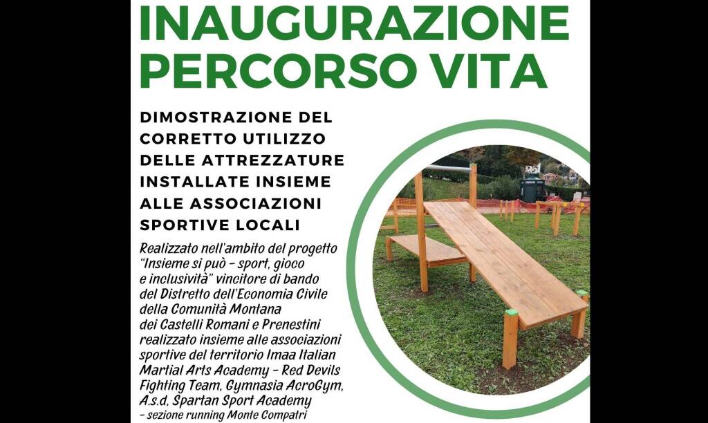 Monte Compatri Inaugurazione Percorso Vita 19 Nov 2023 Locandina Orizz