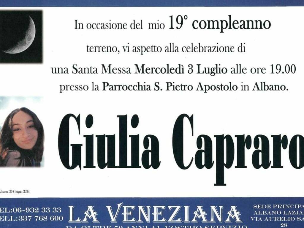 compleanno Giulia Capraro