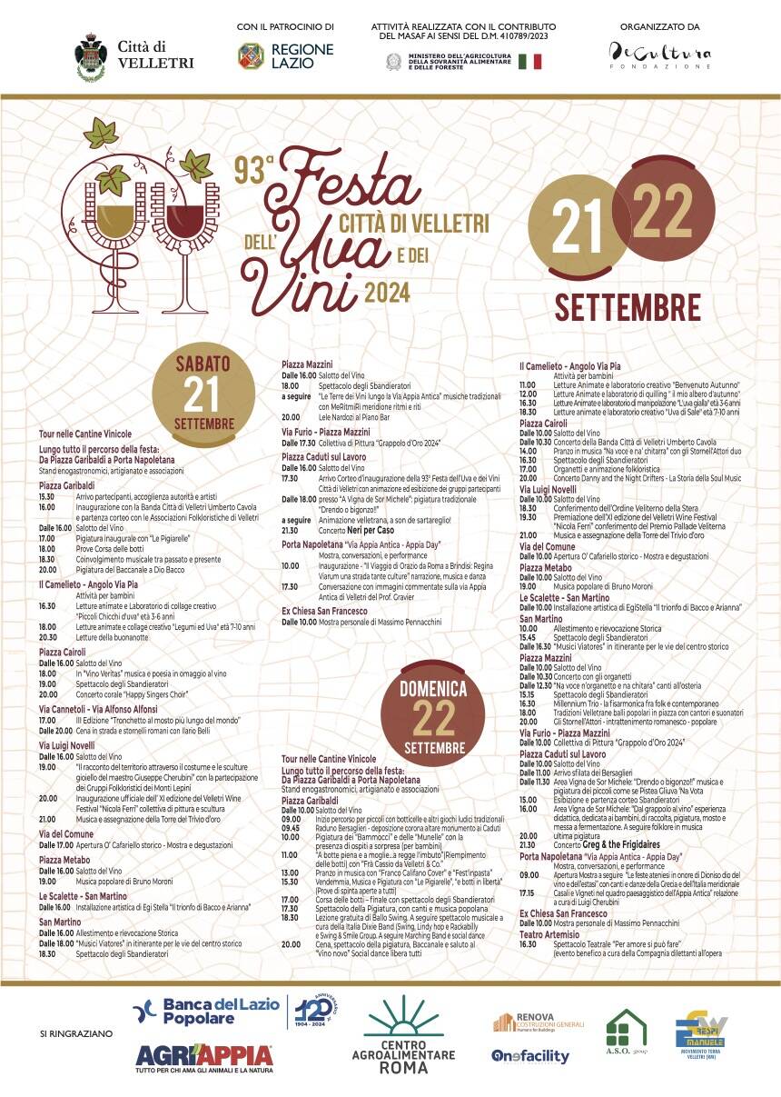 PROGRAMMA FESTA DELL'UVA VELLETRI